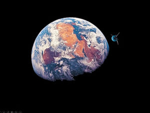 Satélite girando em torno do modelo de ppt de efeito dinâmico da Terra
