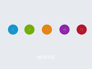 Menu de botões circulares coloridos com animação pop-up efeitos especiais ppt