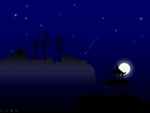 Sternschnuppen am Nachthimmel, heller Sternenhimmel, romantische Mondschein-ppt-Vorlage