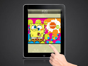 Template animasi efek penelusuran gambar geser jari iPad