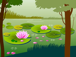 The floating lotus leaf ripples ppt special effect template