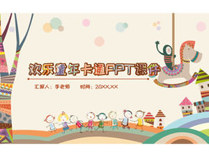 Happy childhood cartoon style kindergarten elementary school education teaching courseware ppt template