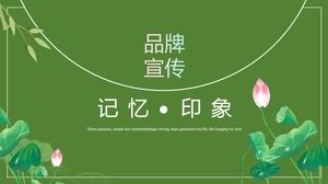 Yeşil Çin tarzı bellek izlenim teması marka tanıtım ppt şablonu