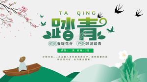 Kartun hijau sederhana Qingming outing musim semi template ppt universal