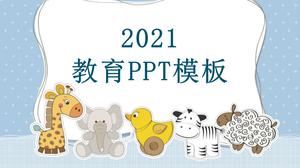 2021 cartoon animal teaching work plan ppt template