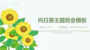 Templat ppt pertemuan kelas tema bunga matahari hijau kecil segar