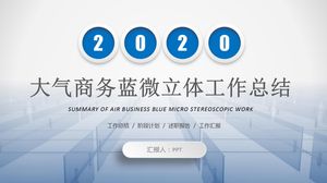 2020 business blue microsome informe de resumen de trabajo trimestral plantilla ppt general