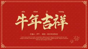 Year of the Ox auspicious annual meeting ppt template