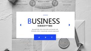 Blue European and American business work summary ppt template