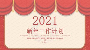 2021 rot chinesischer stil unternehmensunternehmen neues jahr arbeitsplan ppt-vorlage