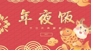 Çin tarzı yeni yıl arifesi akşam yemeği festivali kutlama ppt şablonu