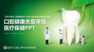 Grüne und gesunde ppt-Vorlage für die orale Medizinpflege