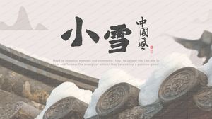 Solstițiul de iarnă în stil chinezesc roșu și șablonul de ppt universal pentru zăpadă ușoară de iarnă