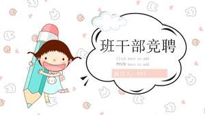 Cartoon hand-painted style class cadres election self-introduction ppt template