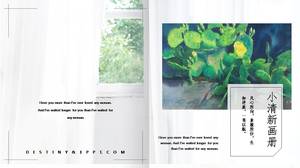 Forest cactus watercolor painting album ppt template