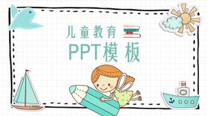 Cartoon little girl kindergarten ppt template