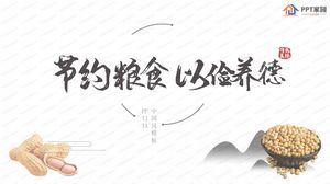 Chiński styl zapisać jedzenie do oszczędnego szablonu motywu cnoty ppt
