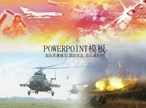 直升机战斗机军事演习国防PPT模板