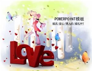 Modèle PPT de dessin animé romantique pour la Saint-Valentin