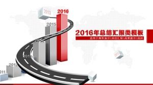 Świąteczny czerwony raport wydajności na koniec roku szablon podsumowujący prace ppt