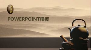 Purpurowy gliniany czajniczek tło elegancki chiński styl szablon PPT