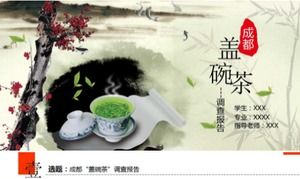 Plantilla PPT de estilo chino de té Gaiwan