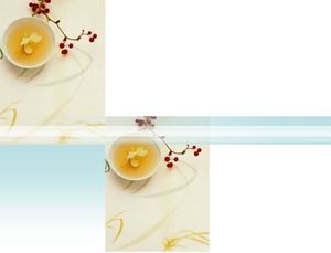 Elegante modello PPT di arte del tè del fondo del tè del fiore