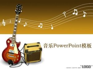Template PPT pengajaran musik latar belakang gitar listrik