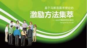 Zielona i świeża kreskówka biznesowa relikwie kulturowe korporacyjne szkolenie średniego i wyższego kierownictwa szablon PPT