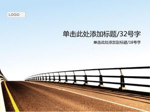 Road traffic PPT template with wide road background under the sky