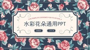 Watercolor flowers universal ppt template