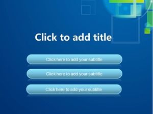 Blue background green squares superimposed technology sense ppt template