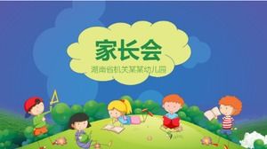 Kolorowe żywe animowane kreatywne wykwintne przedszkole szablon spotkania rodziców ppt