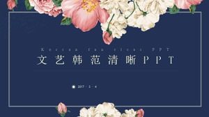 Blue beautiful small fresh flowers ppt template