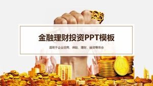Modello PPT di affari finanziari di investimento finanziario atmosfera dorata