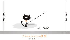 Simpatico cartone animato gatto minimalista tema educazione dei bambini modello ppt