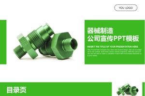 Modello ppt pubblicitario della società di produzione di attrezzature semplici verdi