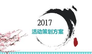 Tuschemalerei im chinesischen Stil kleine frische und exquisite ppt-Vorlage für die Veranstaltungsplanung