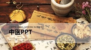 Concise and generous English Chinese medicine annual work summary ppt template