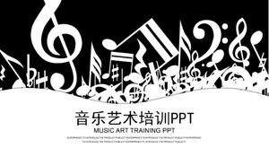 Klassische schwarze und weiße einfache Atmosphäre für allgemeines Musiktraining ppt-Vorlage