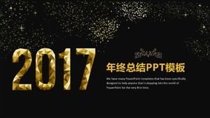 Hochwertige, atmosphärische PPT-Vorlage für die Arbeitszusammenfassung zum Jahresende im Schwarzgold-Stil