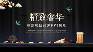 Exquisite schwarzes Gold im chinesischen Stil Projektplanung PPT-Vorlage kostenloser Download