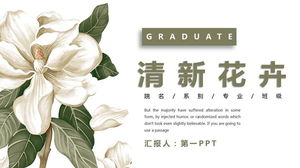 Unduhan gratis template PPT latar belakang bunga hijau yang elegan dan segar