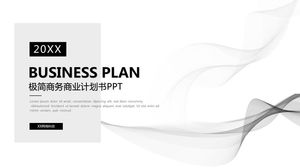 Modelo de PPT de plano de negócios de fundo preto minimalista com curva abstrata