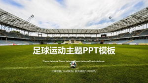 Templat PPT tema olahraga sepak bola dengan latar belakang lapangan sepak bola