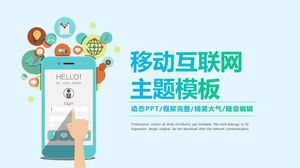 Mobile Internet-Theme PPT-Vorlage mit Handy- und APP-Hintergrund