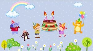 Cute cartoon happy birthday dynamic ppt template