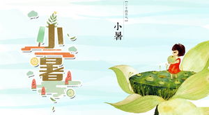 Ilustrasi kartun angin Xiaoshu solar istilah pengantar template PPT unduh gratis