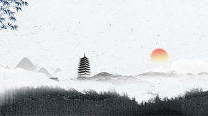 Imagem de fundo de PPT em estilo chinês com tinta cinza elegante