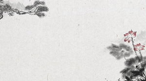 Imagens de fundo PPT de quatro ramos de pinheiro de lótus de tinta